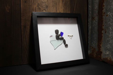 Pebble Stone Bathroom Shadow Box Art by Art by Amy