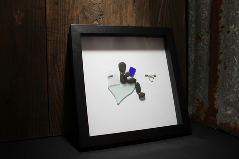 Pebble Stone Bathroom Shadow Box Art by Art by Amy