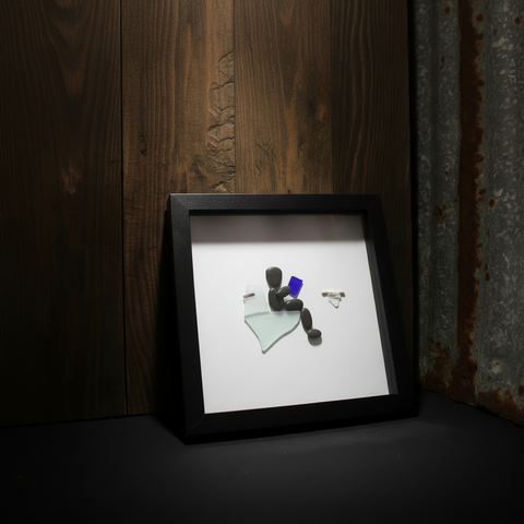 Pebble Stone Bathroom Shadow Box Art by Art by Amy