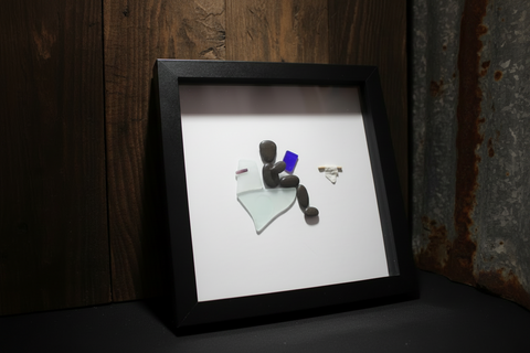 Pebble Stone Bathroom Shadow Box Art by Art by Amy