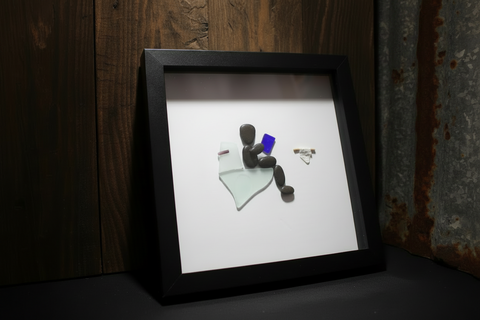 Pebble Stone Bathroom Shadow Box Art by Art by Amy