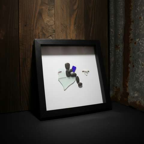 Pebble Stone Bathroom Shadow Box Art by Art by Amy
