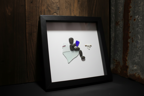 Pebble Stone Bathroom Shadow Box Art by Art by Amy
