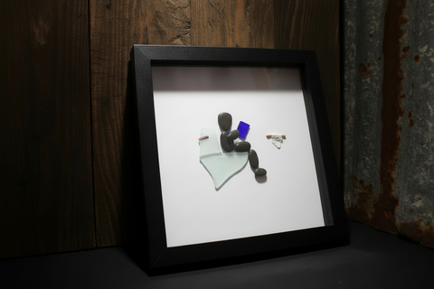 Pebble Stone Bathroom Shadow Box Art by Art by Amy