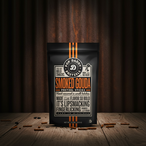 Smoked Gouda Pretzel Sticks Pop Daddy Pretzels 7.5oz Snack