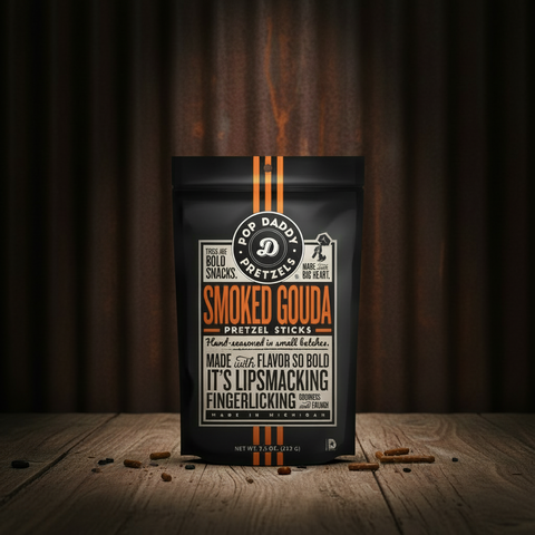 Smoked Gouda Pretzel Sticks Pop Daddy Pretzels 7.5oz Snack