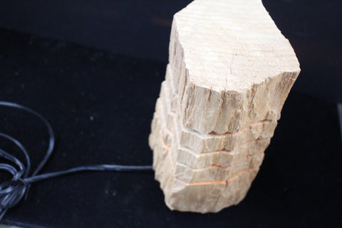 Rustic Unfinished Log Light with Yellow Glow