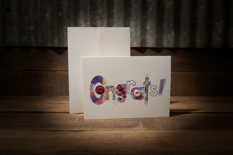 Sukis Creations Congrats Mixed Media Stitched Card