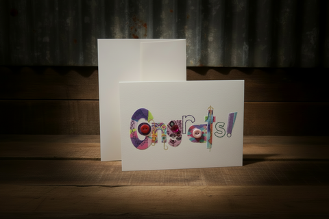 Sukis Creations Congrats Mixed Media Stitched Card