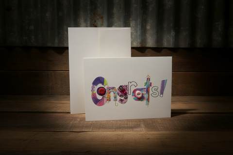 Sukis Creations Congrats Mixed Media Stitched Card