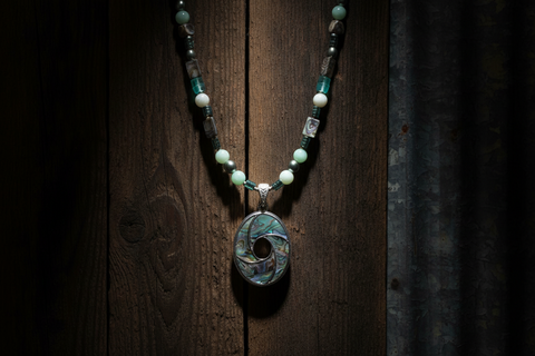 12" Abalone Necklace w/ Hand Clasp & Earrings Set by Outrageously Millie