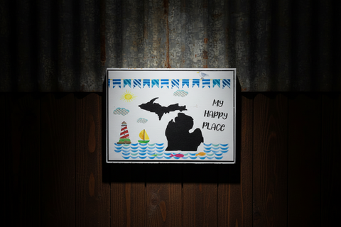 My Happy Place Wood Sign 6" x 4" by Ravaged Barn