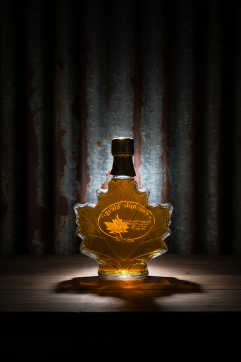 8.45 Fluid oz Large Glass Leaf Pure Maple Syrup - Amber