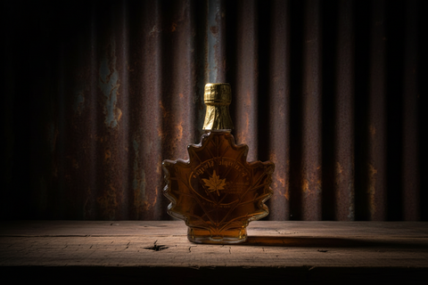 8.45 Fluid oz Large Glass Leaf Pure Maple Syrup - Amber