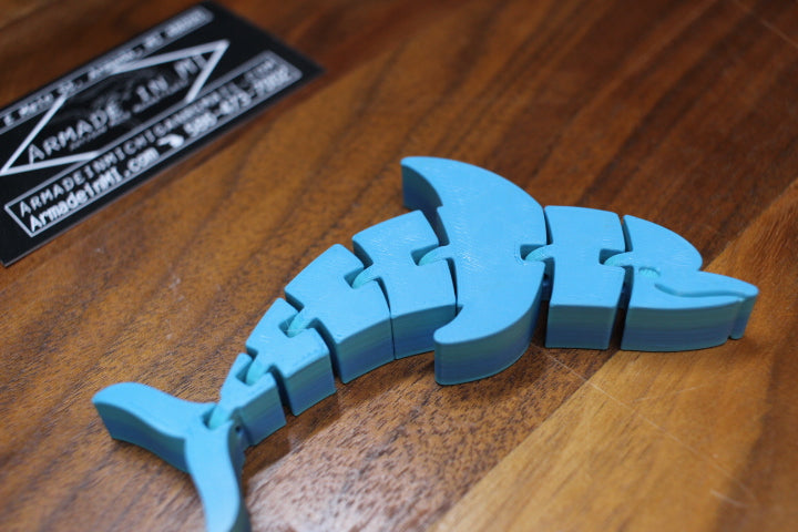 3-D Printed Blue Dolphin Flexi Animal by AMLinspirations