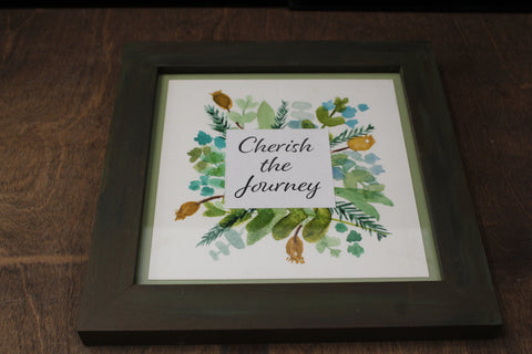 Framed "Cherish the Journey" Botanical Wall Art