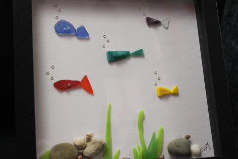 Colorful Sea Glass Fish Underwater Scene by Art by Amy