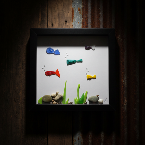 Colorful Sea Glass Fish Underwater Scene by Art by Amy