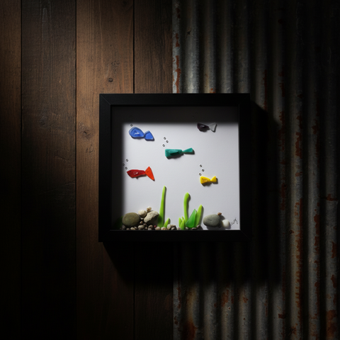 Colorful Sea Glass Fish Underwater Scene by Art by Amy