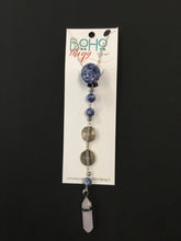 Load image into Gallery viewer, Sodalite with Silver Flowers Clip-On by BOHO Bling
