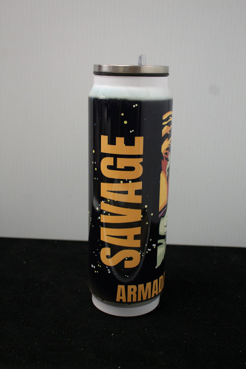 "Stainless Steel Insulated Tumbler with Tiger Graphic and 'Savage Armada' Design