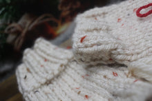 Load image into Gallery viewer, Cream Orange Speckle Blend  Youth Large Acrylic Knitted Fingerless Mitts Gloves
