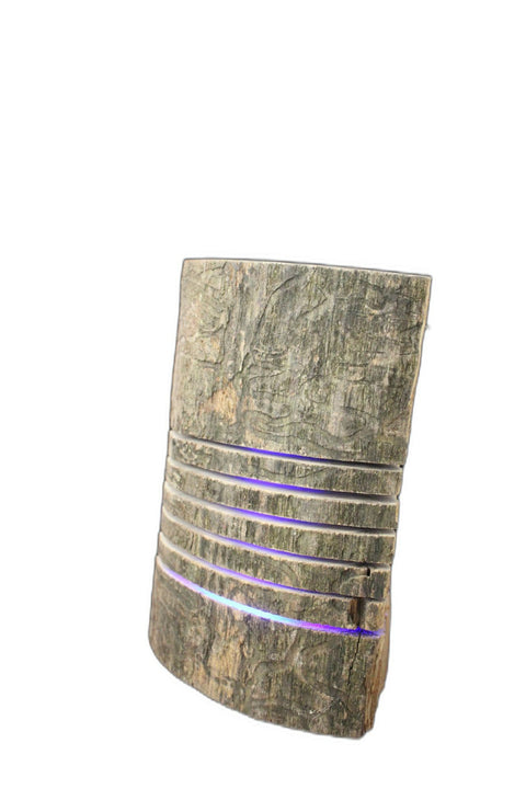Unfinished Rustic Log Lamp  Blue Light Decorative Pieces