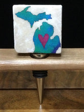 Load image into Gallery viewer, MI Heart Wine Stopper by Ravaged Barn
