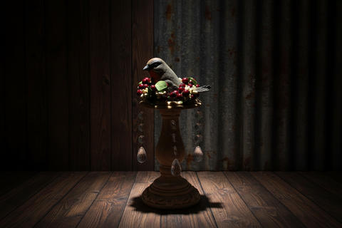 Elegant Bird Pedestal Arrangement – Red Brick Wreaths