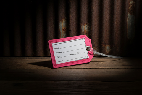 Pink Luggage Tag Holder by Stitching Critters