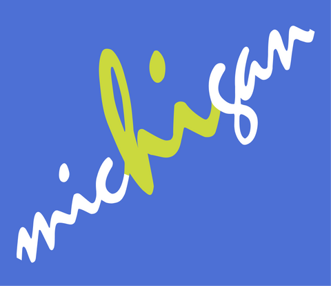 MicHIgan Script Light Blue T-shirt