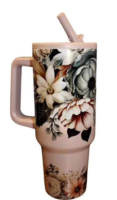 40 Oz Floral Ombre' Travel Cup by June Bugs