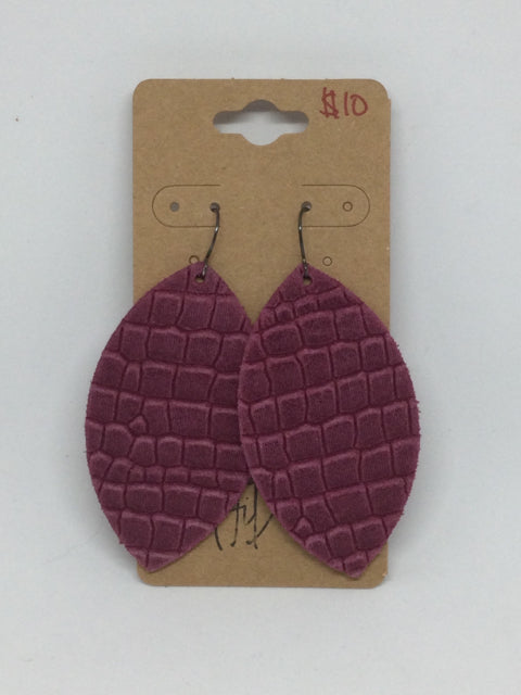 Pink Pattern Leather Earrings by Ai Dina