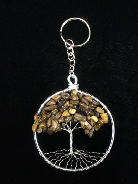 Tigers Eye Tree of Life Key Chain by Integrity Crystal Creations