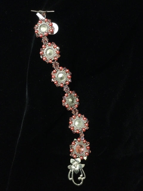 Hand Beaded Floral Toggle Bracelet by Outrageously Millie