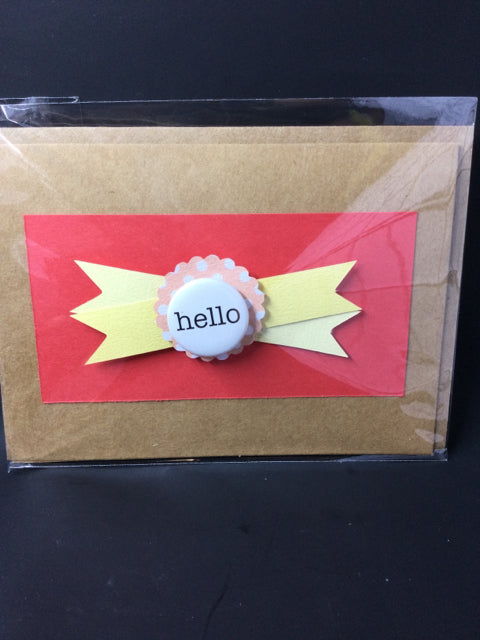 Red Hello  Button by Cards for a Cause