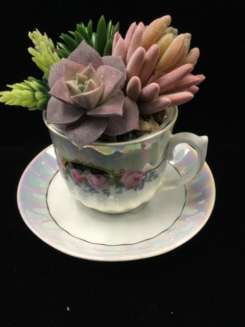 Tea Cup Awesome Artificials Planter by Oldies & Goodies