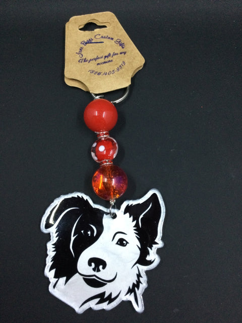 Boarder Collie Keychain w/Beads by June Bugs