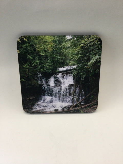 Waterfall with Fallen Trees Photography Coaster by Genna Card