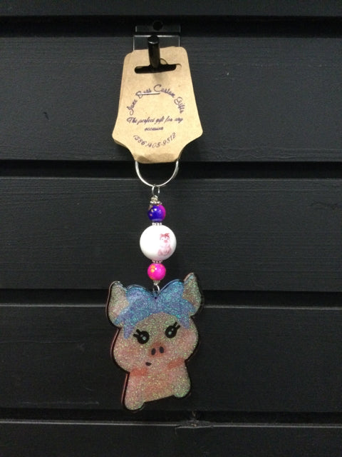 Beaded Princess Pig Key Chain byJune Bugs