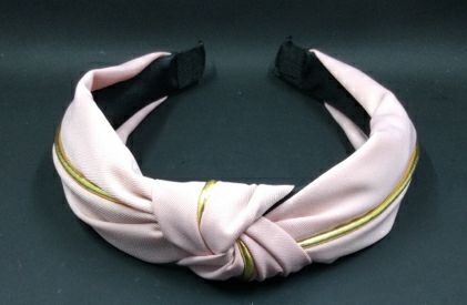 Pink Knot Headband with Gold Stripe by Bow-Aholic