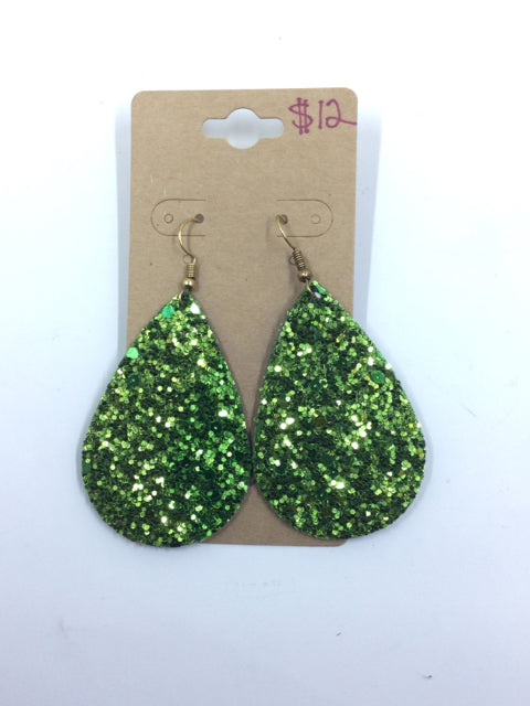 Green Glitter Earrings by Ai Dina