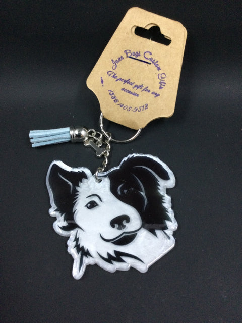 Border Collie Keychain w/dangles by June Bugs