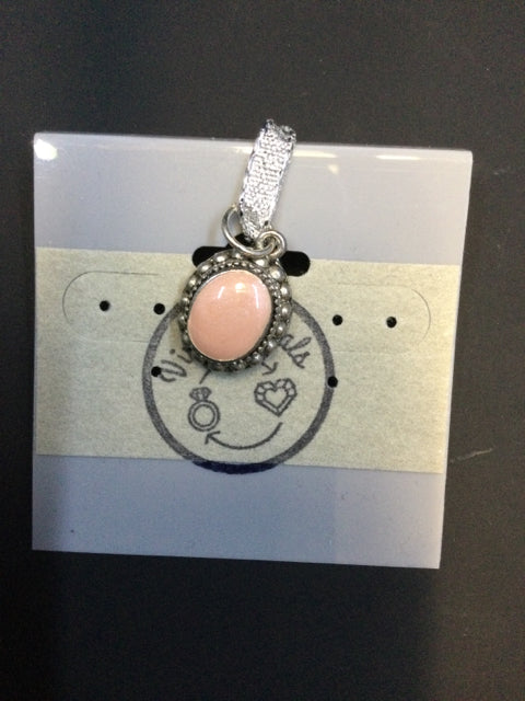 Sterling Silver Pink Mother of Pearl Pendant by Vintage Deals