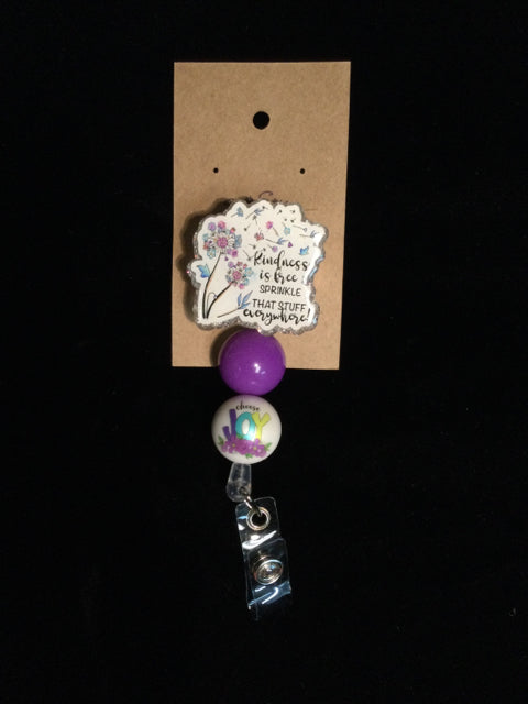 Kindness Is Free Beaded Badge Reel by June Bugs
