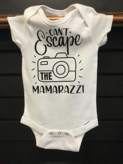 Can't Escape the Mamarazzi 3-6 mo. Onesie by Mara Lynn Designs