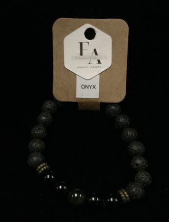 Onyx Lava Bead Bracelet by Faithfully Anchored