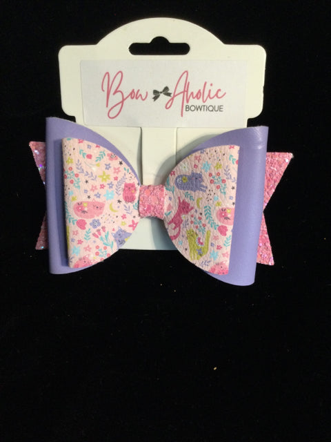 Pink/purple Cats Bow by Bow-Aholic Bowtique