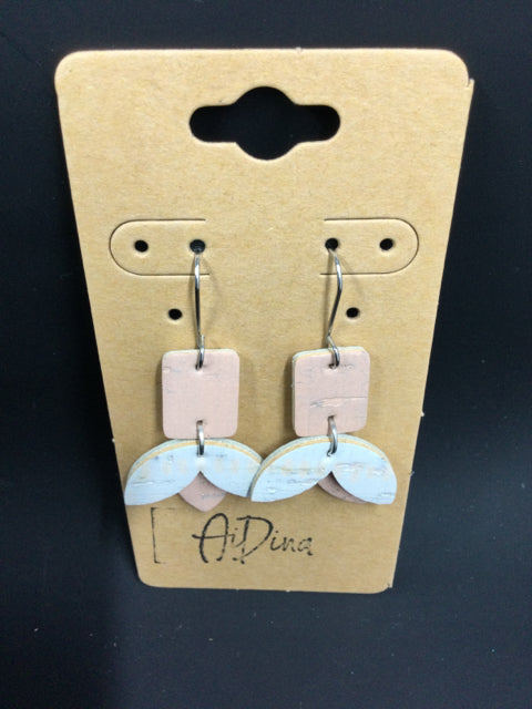 Pink Flower Leather  Earrings by Ai Dina