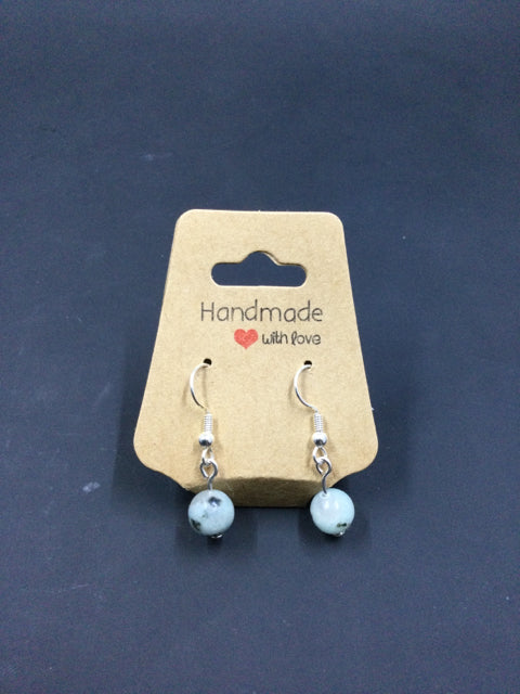 Kiwi Jasper Sterling Silver Hook Earrings by Integrity Crystal Creations
